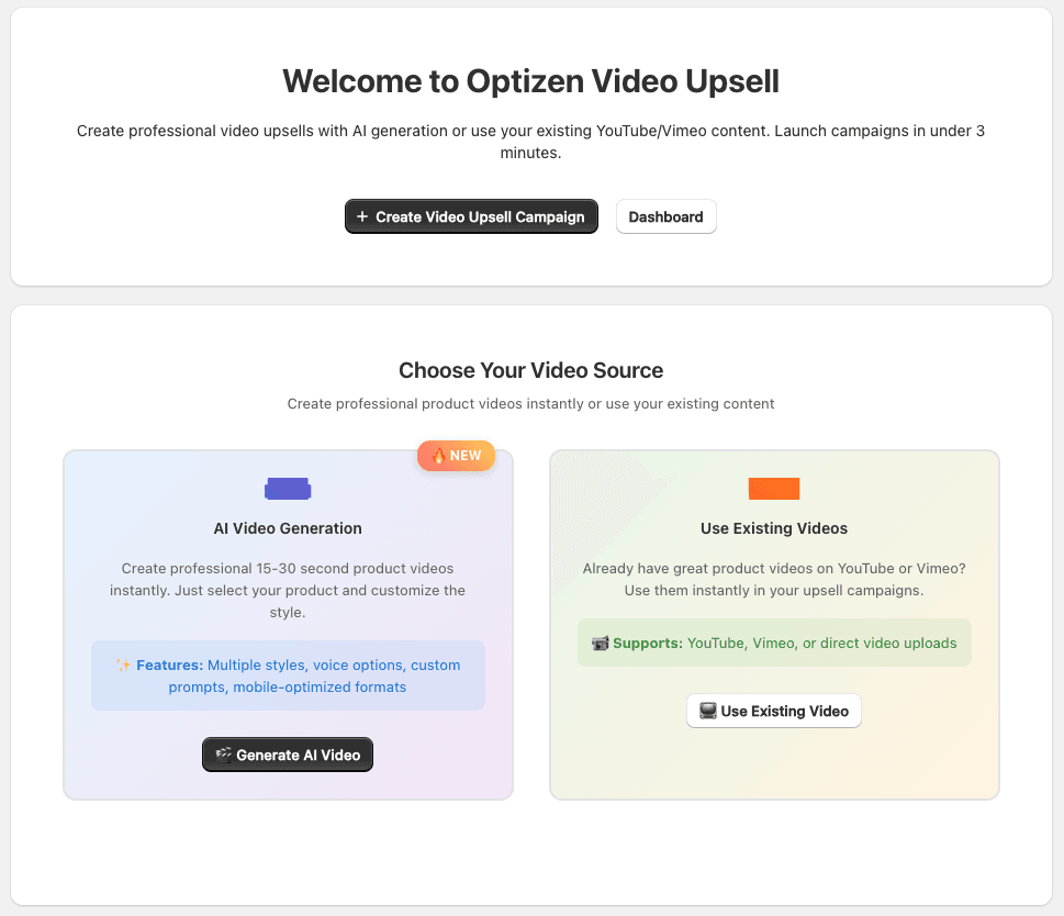 Shopify video upsell
