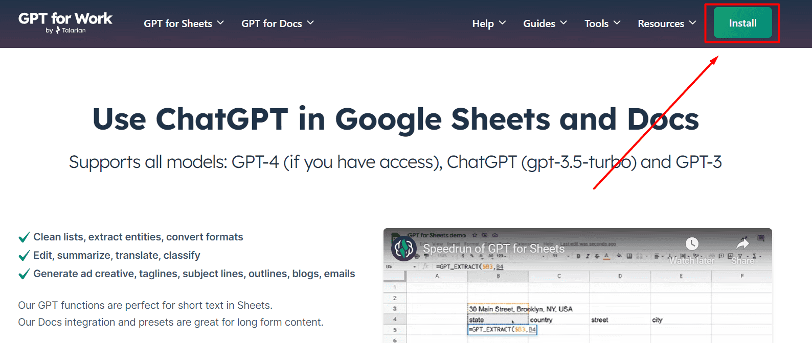 How to install GPT For Sheets