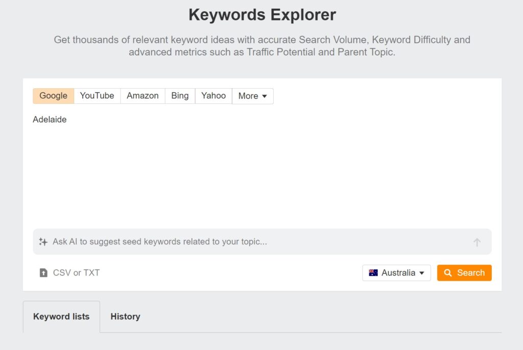 ahrefs keywords explorer