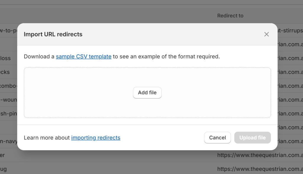 Import Shopify Redirects